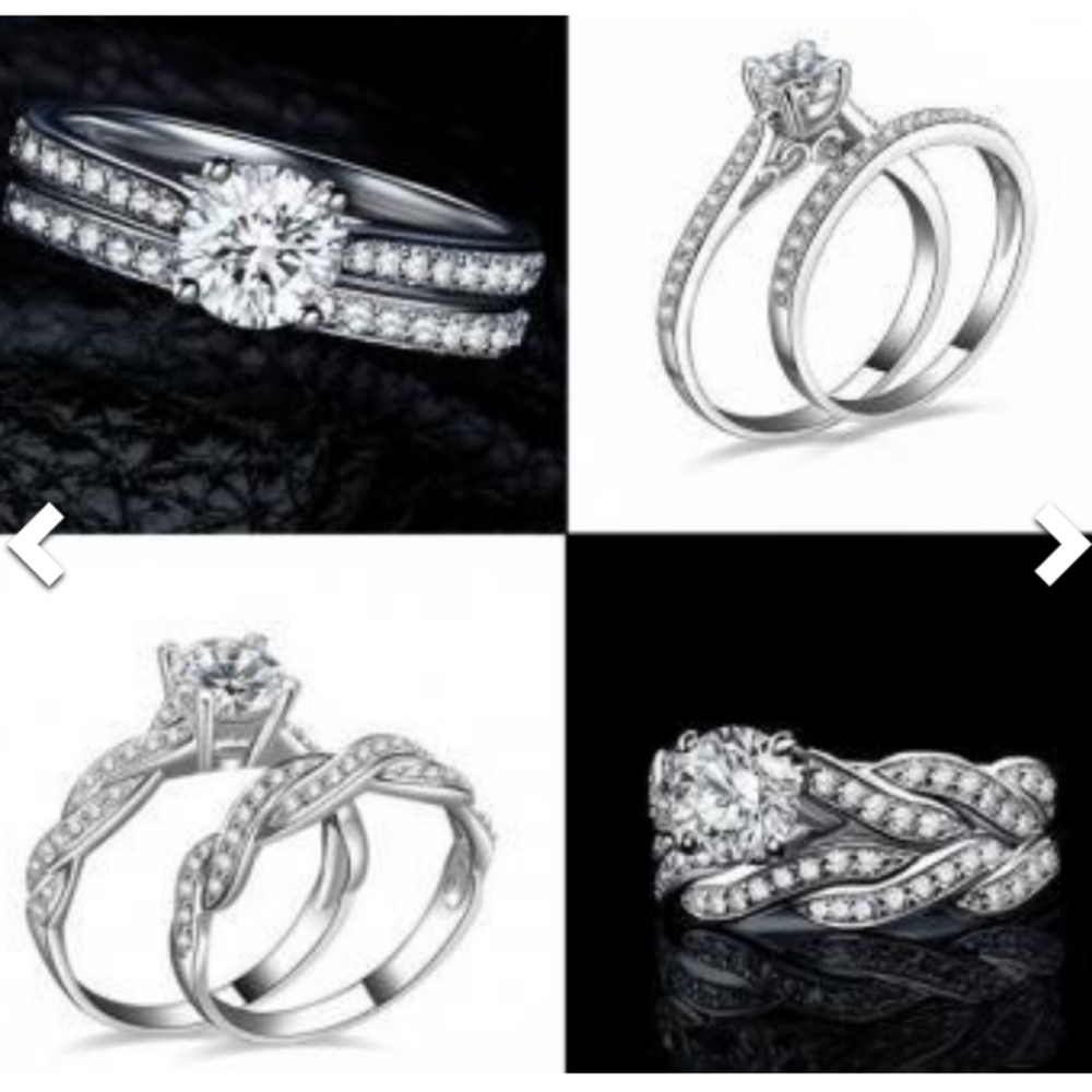 Sterling silver bridal sets with cubic zirconia
